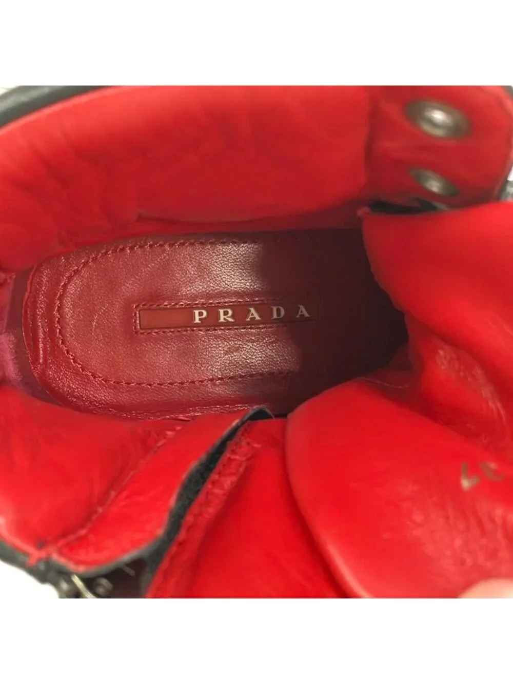 Prada Sport Short Boots Khaki Black Camouflage Leather